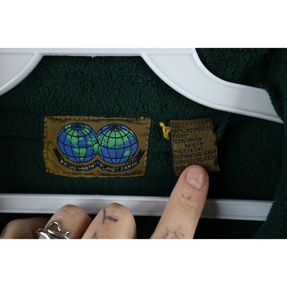 Vtg 90s Streetwear Mens XL Faded Blank Half Zip Fleece Pullover Sweater Green - Picture 4 of 9